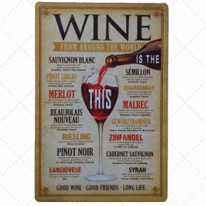 Tranh thiếc 20x30cm - Wine From Around The World  Q23-2309