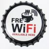 biển free wifi hình nắp chai 35cm trang trí quán cafe, bia pub