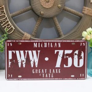 Biển số trang trí 15x30cm - FWW Michigan  F-126