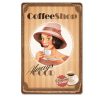 Coffee shop tin paintings in retro vintage style