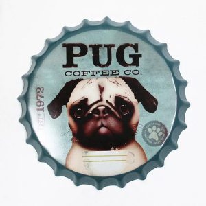 Tranh thiếc nắp chai bia 35cm - Pug Coffee  GK-98