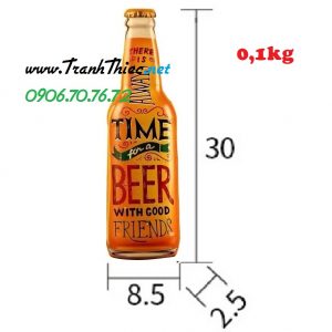 Chai bia sắt khổng lồ trang trí tường quán bar phong cách retro vintage cao 30cm