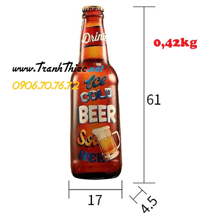 Mô hình chai bia sắt cao 61cm - Ice Cold Beer Y61-ICB - Tranh ...