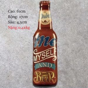 mô hinh chai bia sat khong lo cao 61cm treo tuong chuyen trang tri quan bar, quan bia, beer pub
