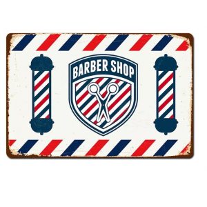 Tranh thiếc vintage trang trí barber shop 20x30cm