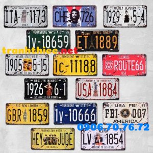 Tranh biển số xe dập nổi retro 30x15cm