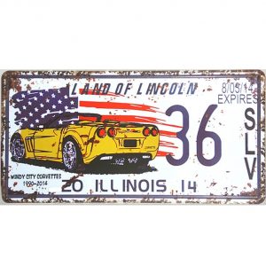 Tranh biển số xe 15x30cm - Land of Lincoln Z-55