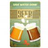 save water drink beer retro vintage styled wall decoration tin plate