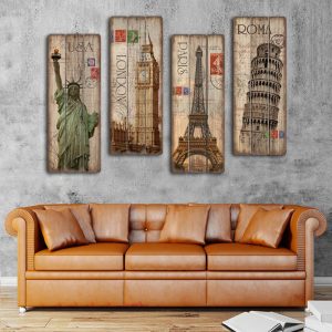 Tranh gỗ dài 30x80cm retro vintage