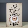 tranh trang trí retro All you need is Love & Coffee