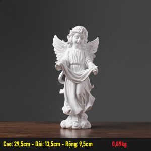 Tượng thiên thần dang tay ban phước lành cao 29,5cm nhựa thông trang trí retro để bàn