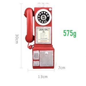 Mô hình Điện thoại treo tường kiểu cổ cao 30cm màu đỏ WaTel-T8