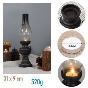 Mô hình Cây đèn dầu đốt nến 31cm trang trí retro DDN31