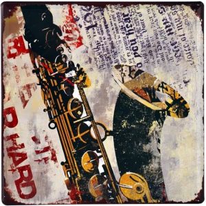 Tranh thiếc 30x30cm Saxophone  Q33-3012