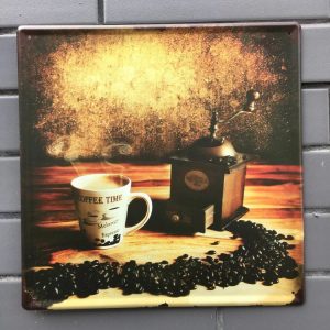 coffee time retro vintage tin painting