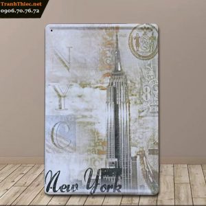 Tranh thiếc phong cảnh 20x30cm - Empire Tower, New York - Y23-110