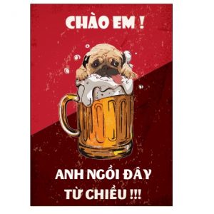 Tranh Việt Vui 40x30cm - Chào Em! Anh Ngồi Đây Từ Chiều!!!  CB34-804