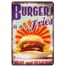 Tranh sắt retro 20x30cm Burgers and Fries S23-70002