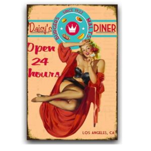 Tranh thiếc retro 30x40 - Daisy's Dinner YC34-7928