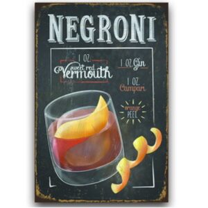 Tranh thiếc retro 30x20cm - Cocktail Negroni YC23-2131