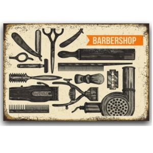 Tranh thiếc 30x20cm - Barbershop & Tools  YC23-3188