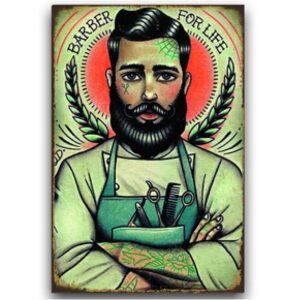 Tranh retro 40x30cm - Barber For Life  YC34-3192
