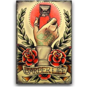 Tranh thiếc retro 20x30cm - Barber Life Tông Đơ YC23-3201