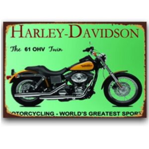 Tranh thiếc xe Harley Davidson 30x20cm The 61 OHV Twin YC23-5372