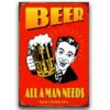 Tranh bia retro 30x40cm - Beer All A Man Needs - YC34-8060