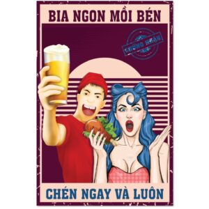 Tranh Bia tiếng Việt Vui 20x30cm - Bia Ngon Mồi Bén - CB23-841