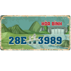 30x15cm Biển số xe Việt Nam decor - Hòa Bình VN28