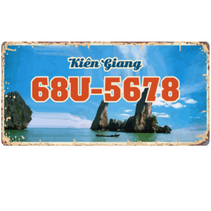 30x15cm Biển số xe Việt Nam decor - Kiên Giang VN68