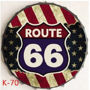 Nắp chai bia 35cm khổng lồ - Route 66 cờ Mỹ GK-70