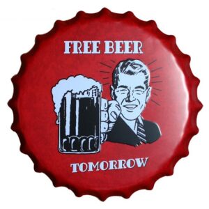 Nắp chai bia 13cm Free Beer Tomorrow trang trí quán nhậu YC13-16