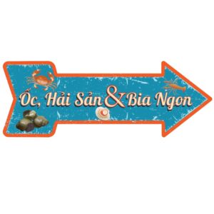 45x16cm Mũi tên "Ốc, Hải Sản & Bia Ngon"  CMT-15a