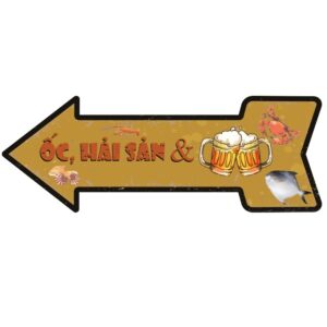 45x16cm Mũi tên "Ốc, Hải Sản & Bia"  CMT-15b