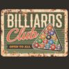 Tranh retro 40x30cm Billiards Club: Open To All  CL34-104