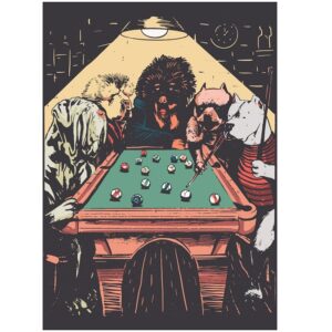 30x40cm Billiards, Bầy BullDog  CL34-113
