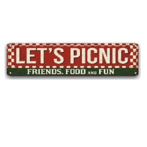 Biển thiếc 40x10cm Let's Picnic  CT-093