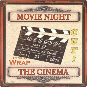 Tranh thiếc retro 30x30cm Movie Night Cinema  Z33-10