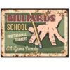 Tranh thiếc retro decor bida 30x40cm Billiards School  CL34-121